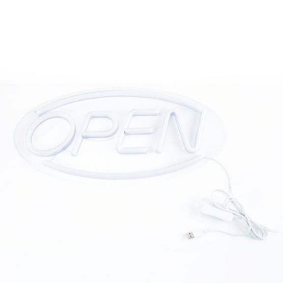 Pen+Gear Neon LED Open Sign, 17.7 x 8.7 in, Red and Blue Lights, Plug-in Powered, Clear Display