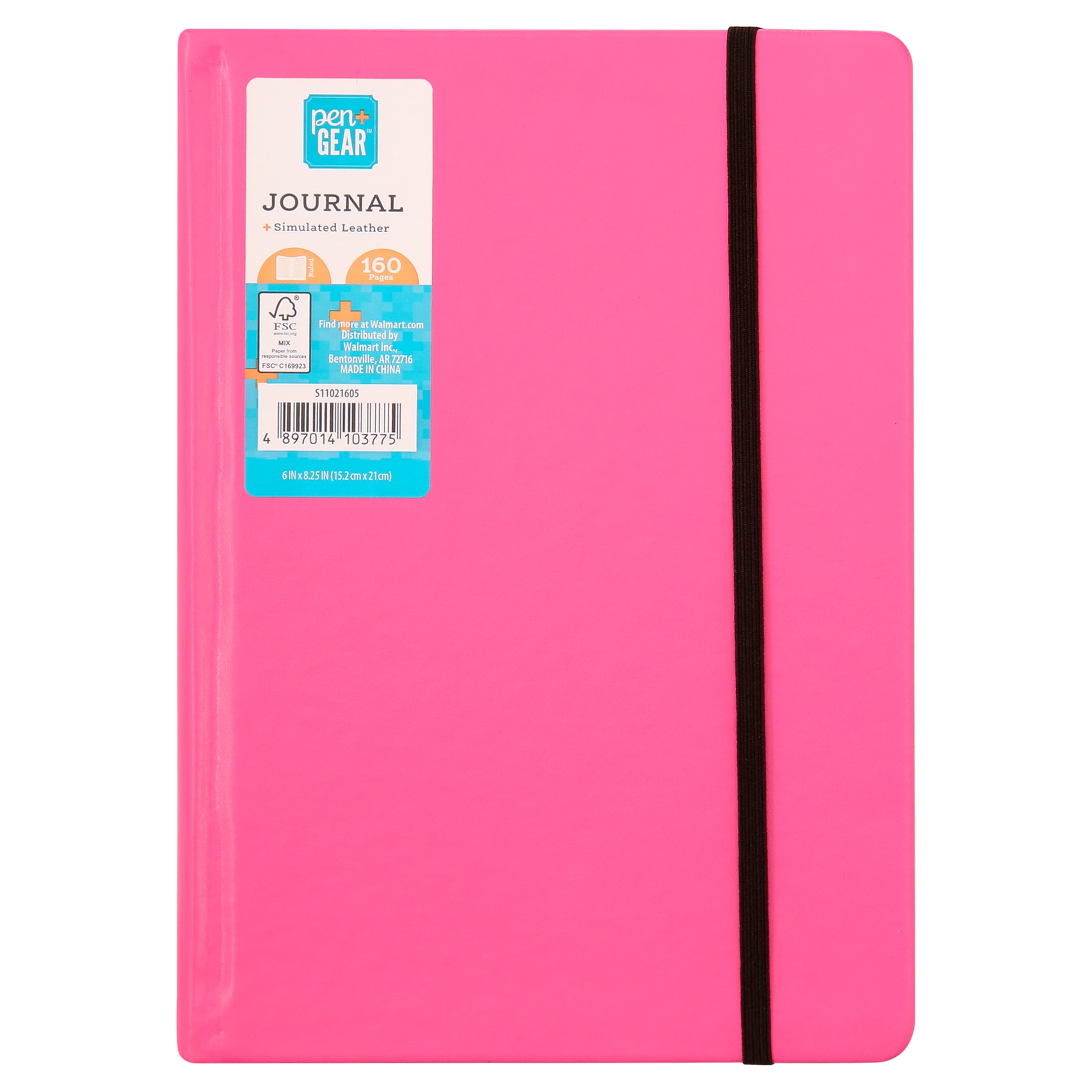 Pen Gear Neon Leatherette Journal 160 Lined Paper Pages Pink