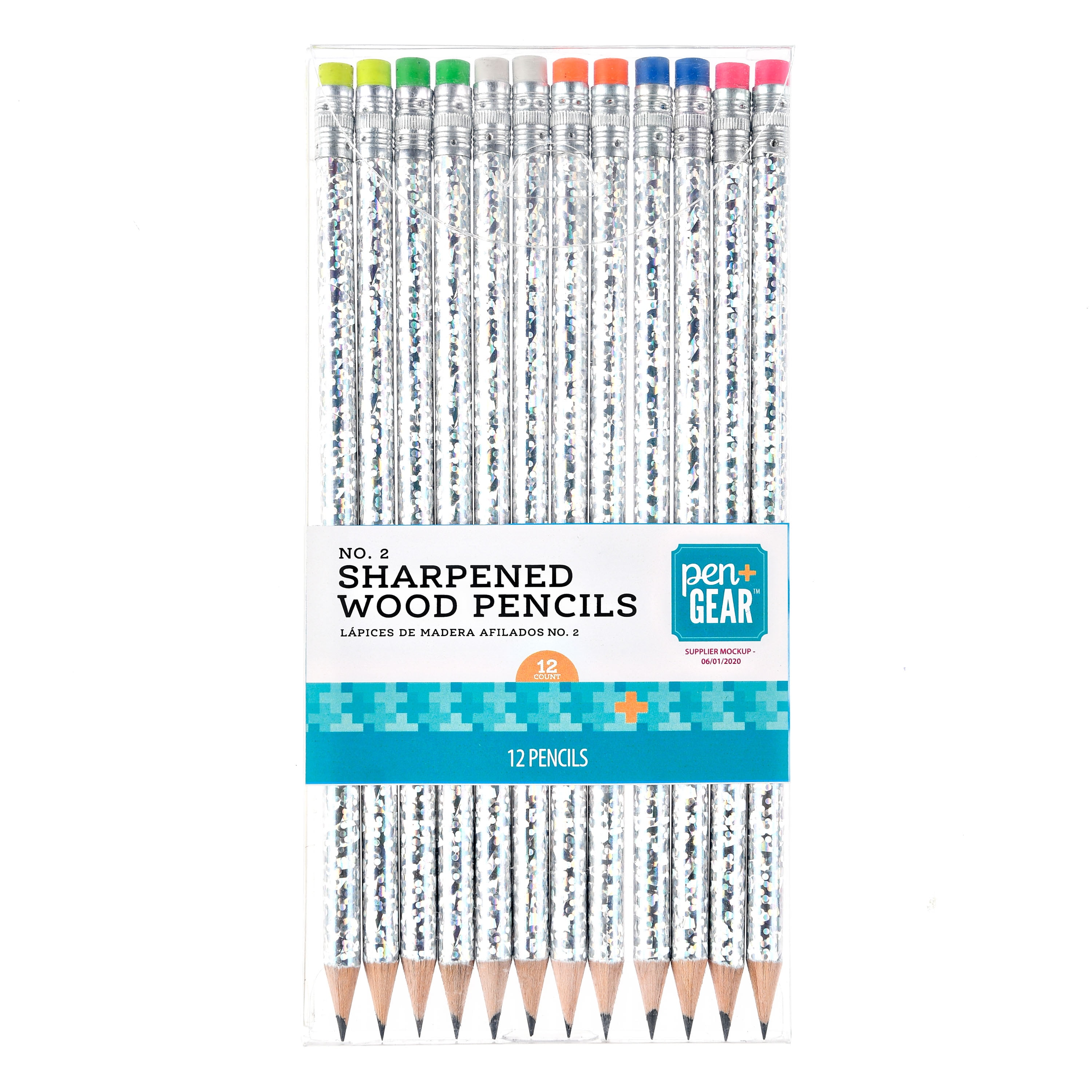 Pen + Gear No. 2 Wood Pencils, Holographic, Sharpened, 12 Count