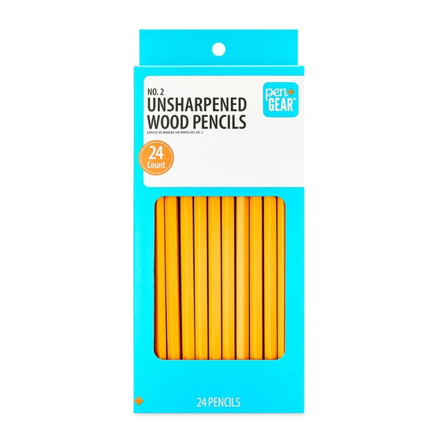 Pen+Gear No. 2 Wood Pencils, Unsharpened, 24 Count
