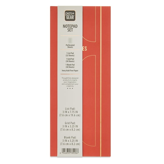 Pen+Gear Notepad Set, Red Canyon, 3.6" x 9", 3 Count
