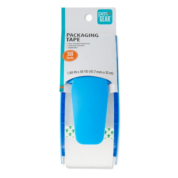 Pen+Gear Packaging Tape with One-Handed Dispenser, Clear, 1.88 in x 38 Yds