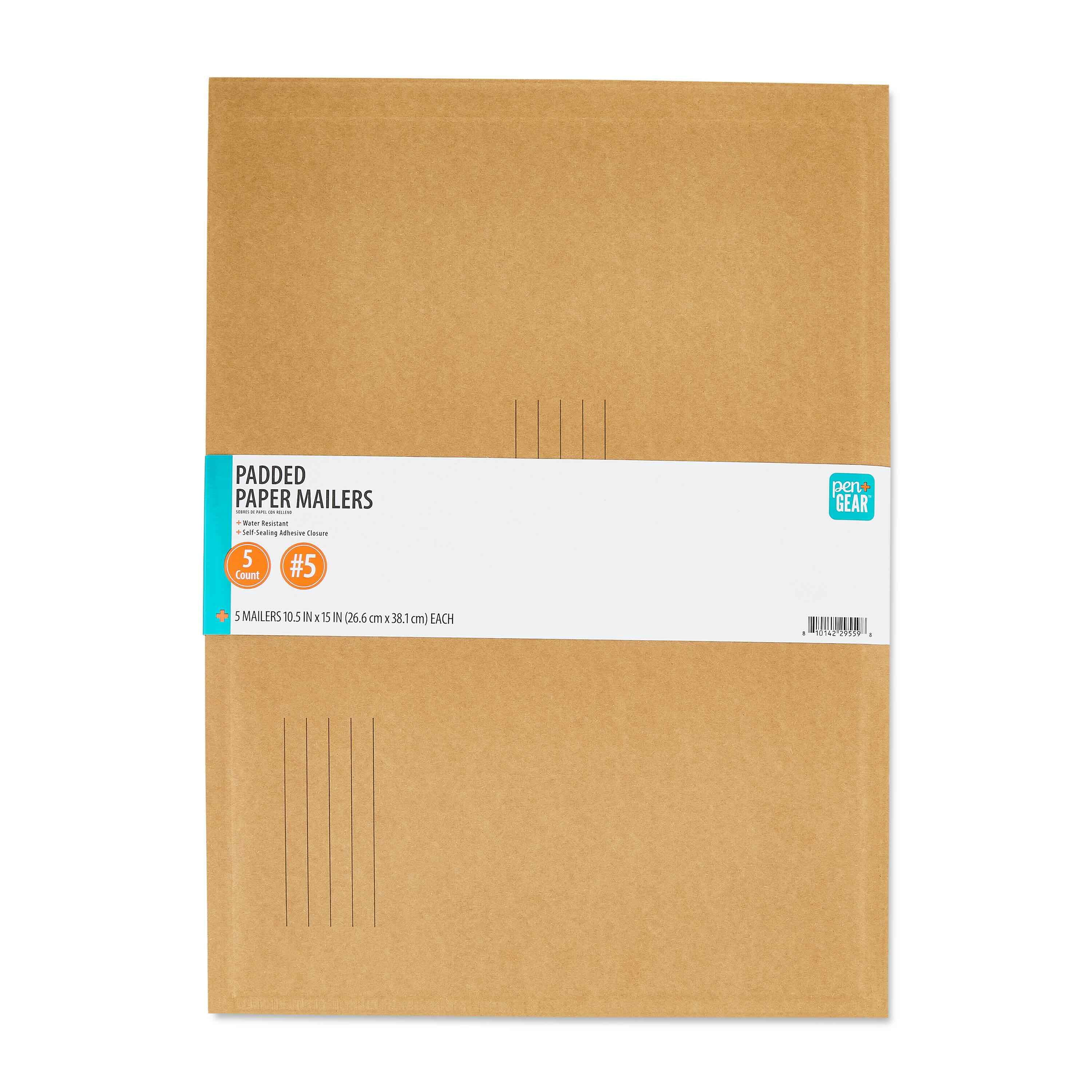 Pen + Gear, Padded Paper Mailer, #5 (10.5 in. x 15 in.), Brown, 5-Count