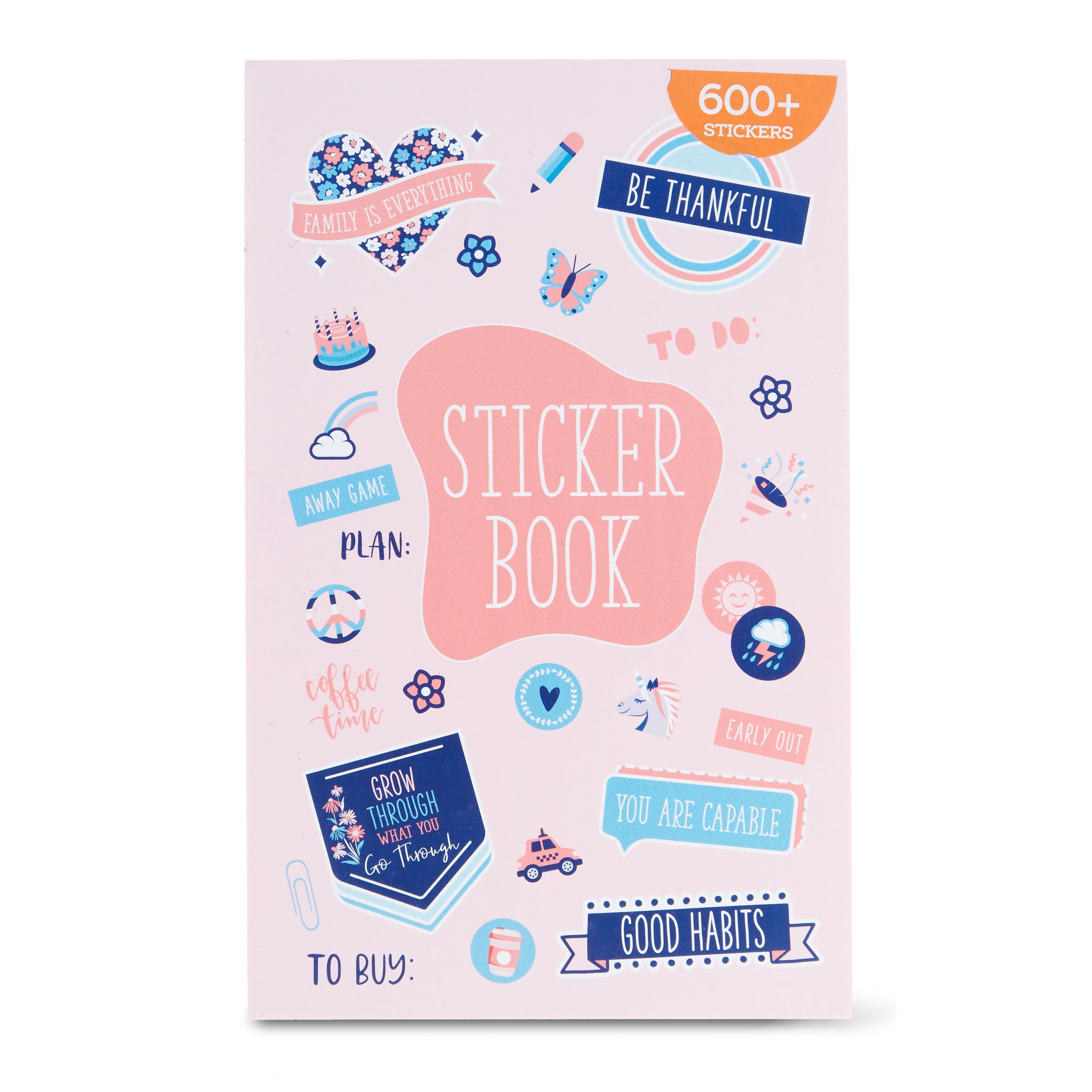 Pen+Gear Paper Sticker Book, Pink and Blue, 15 Sheets, 600+ Stickers