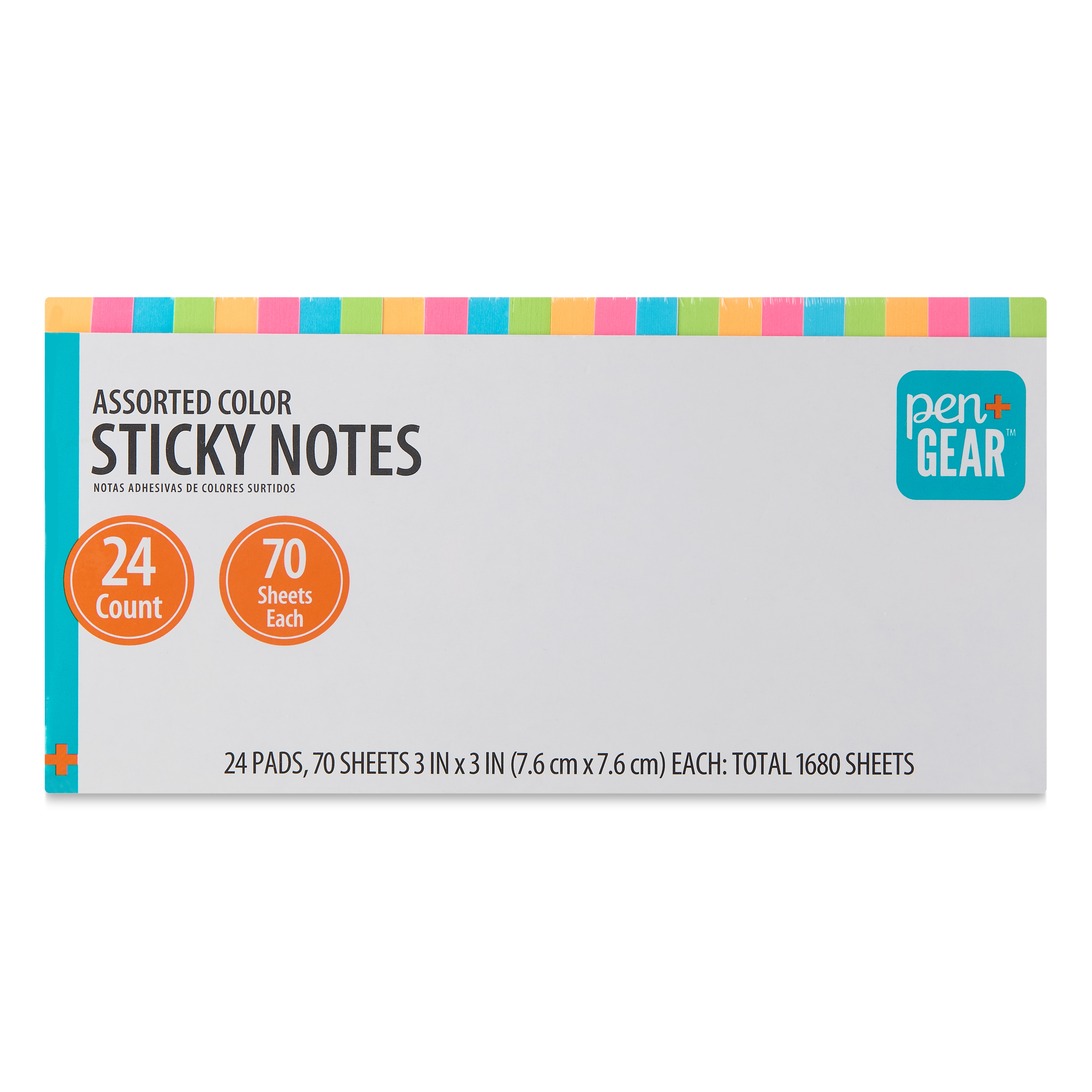 Pen + Gear Paper Sticky Notes, Neon, 3" x 3", 1680 Sheets, 24 Counts