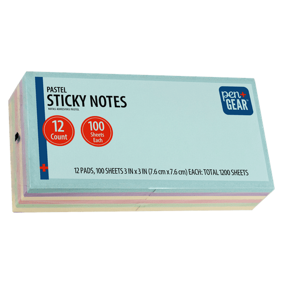 Pen + Gear Paper Sticky Notes, Pastel, 3" x 3", 1200 Sheets