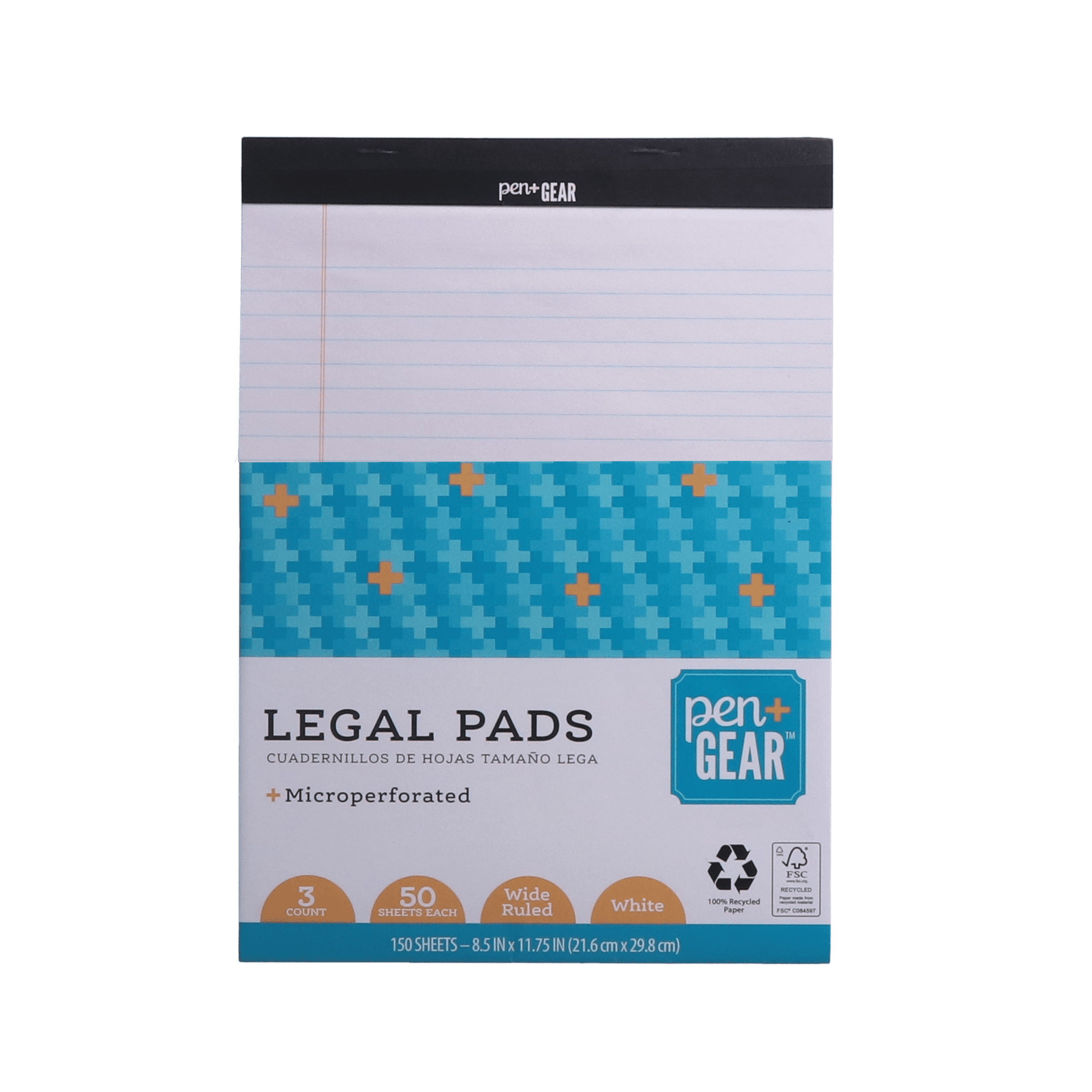 Pen + Gear Perforated Legal Pad, 8.5 x 11, White Color Paper, 50 Sheets  Each, 3 Pack