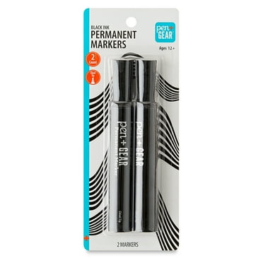 Pen+Gear Permanent Marker, Chisel Tip, Black Color, 2 Count