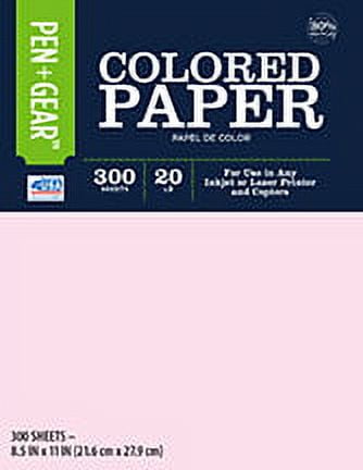 Pen + Gear Pink Copy Paper, 30% Recycled, 8.5 x 11, 20 lb, 300 Shts (55166)