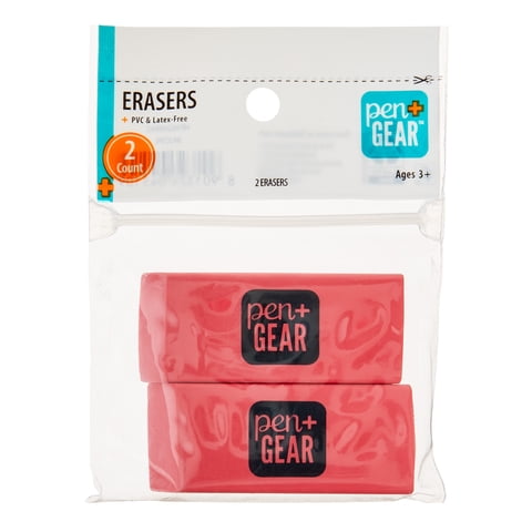 Pen+Gear Pink Block Erasers, 2 Count