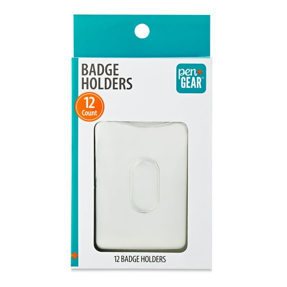 Pen+Gear Plastic Badge Holders, Clear, 12 Count
