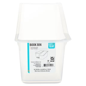 Pen+Gear Book Bin, Clear, 14.3 x 5.44 x 7.1 in
