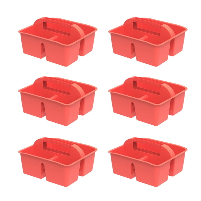 Pen+Gear Plastic Caddy, Desktop Craft and Hobby Organizer, Coral, 6-Pack