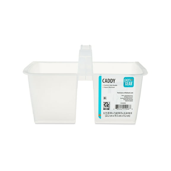 Pen+Gear Plastic Caddy Desktop Organizer, Clear, 8.75 x 7.68 x 4.44 in