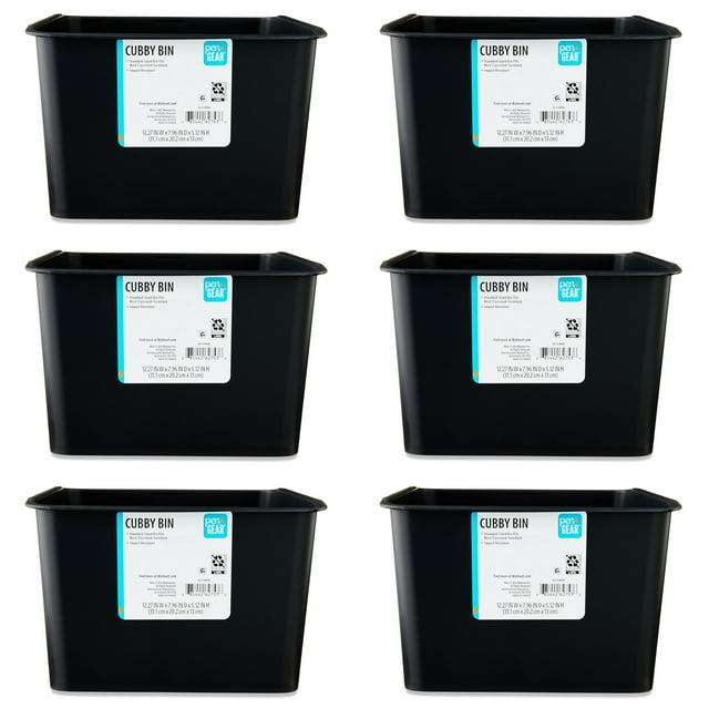 Pen+Gear Plastic Cubby Bin, Small Desktop Organizer, Black, 6Pack