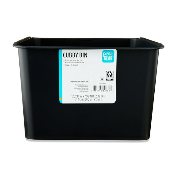 Pen+Gear Cubby Bin, 12.27 x 7.96 x 5.12 in, Black