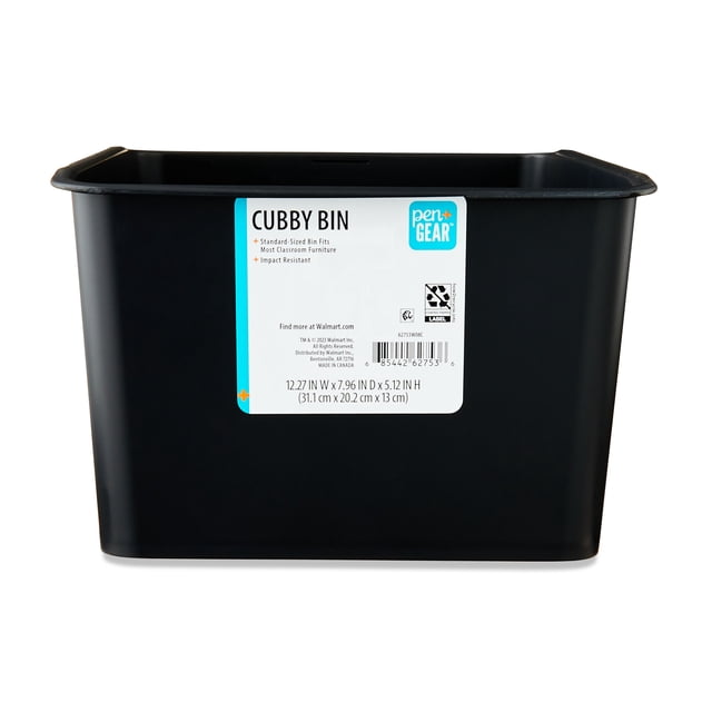 Pen+Gear Cubby Bin, 12.27 x 7.96 x 5.12 in, Black