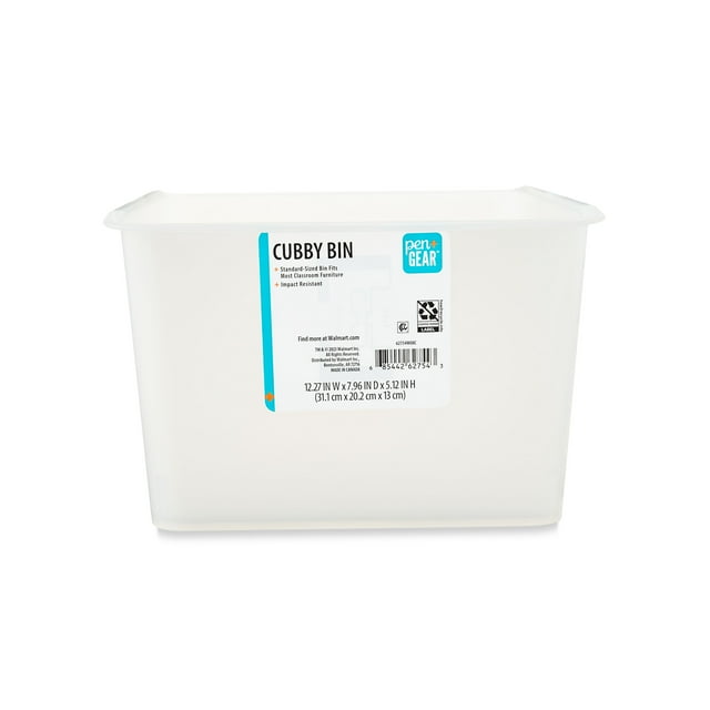 Pen+Gear Plastic Cubby Bin, Small Desktop Organizer, Clear