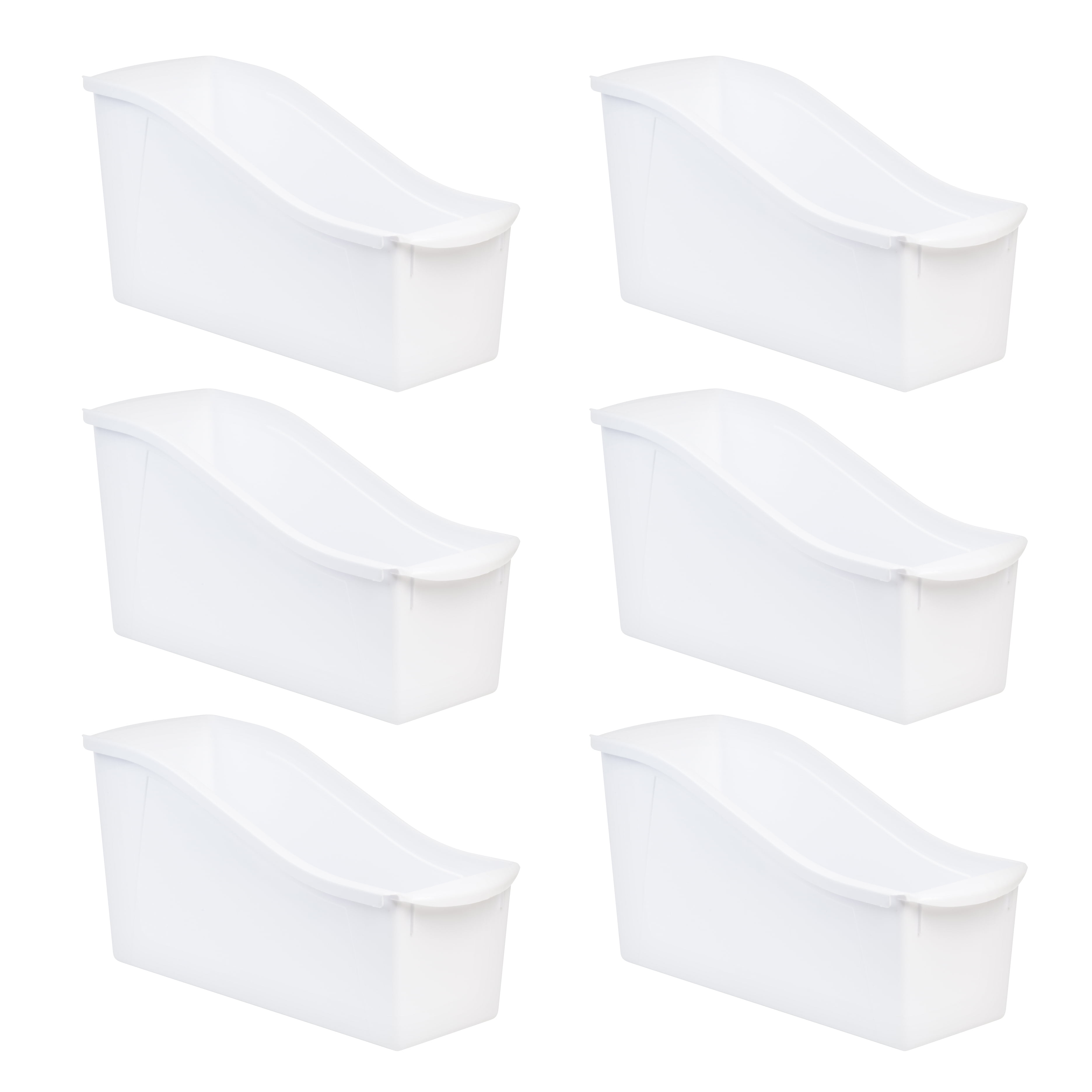 Pen+Gear Plastic Desktop Book Organizer Bin, Arctic White, 6-Pack