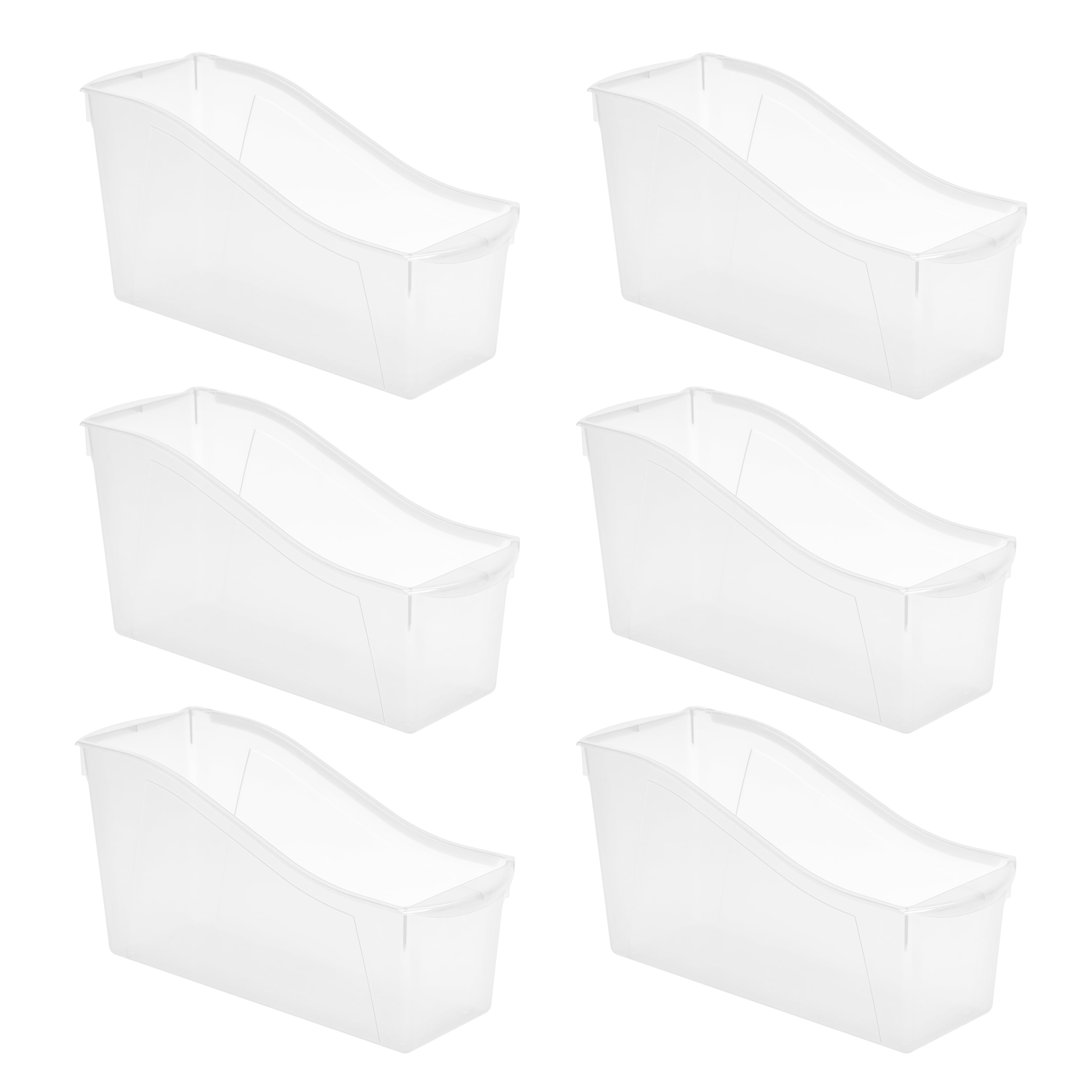 Pen+Gear Plastic Desktop Book Organizer Bin, Clear Tint, 6Pack
