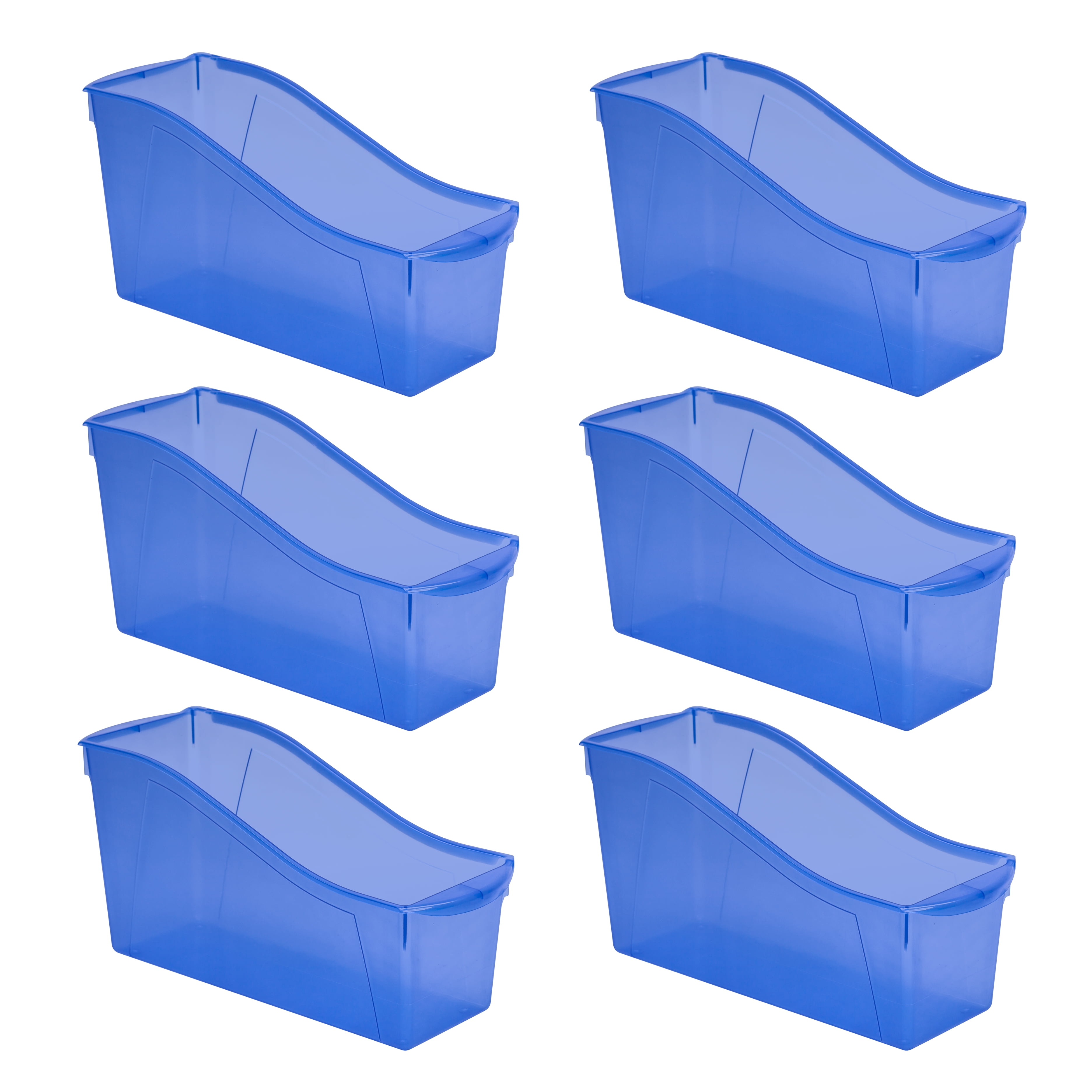 Pen+Gear Plastic Desktop Book Organizer Bin, Tint Blue, 6Pack