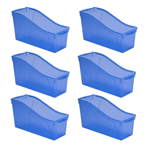 Pen+Gear Plastic Desktop Book Organizer Bin, Tint Blue, 6-Pack
