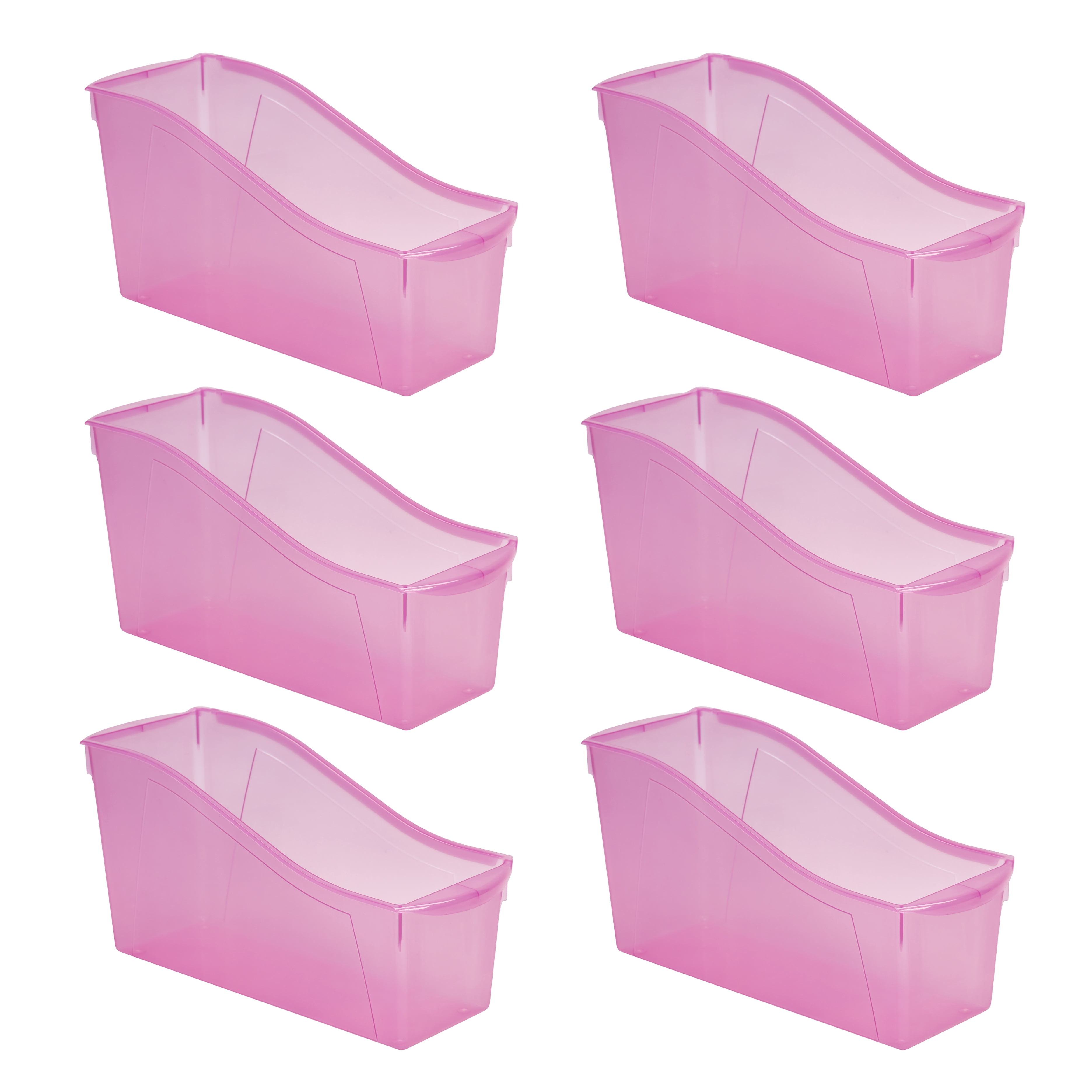 Pen+Gear Plastic Desktop Book Organizer Bin, Tint Pink, 6-Pack