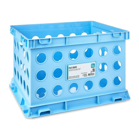 Pen+Gear Plastic File and Storage Crate, Sky Blue, 1-pack
