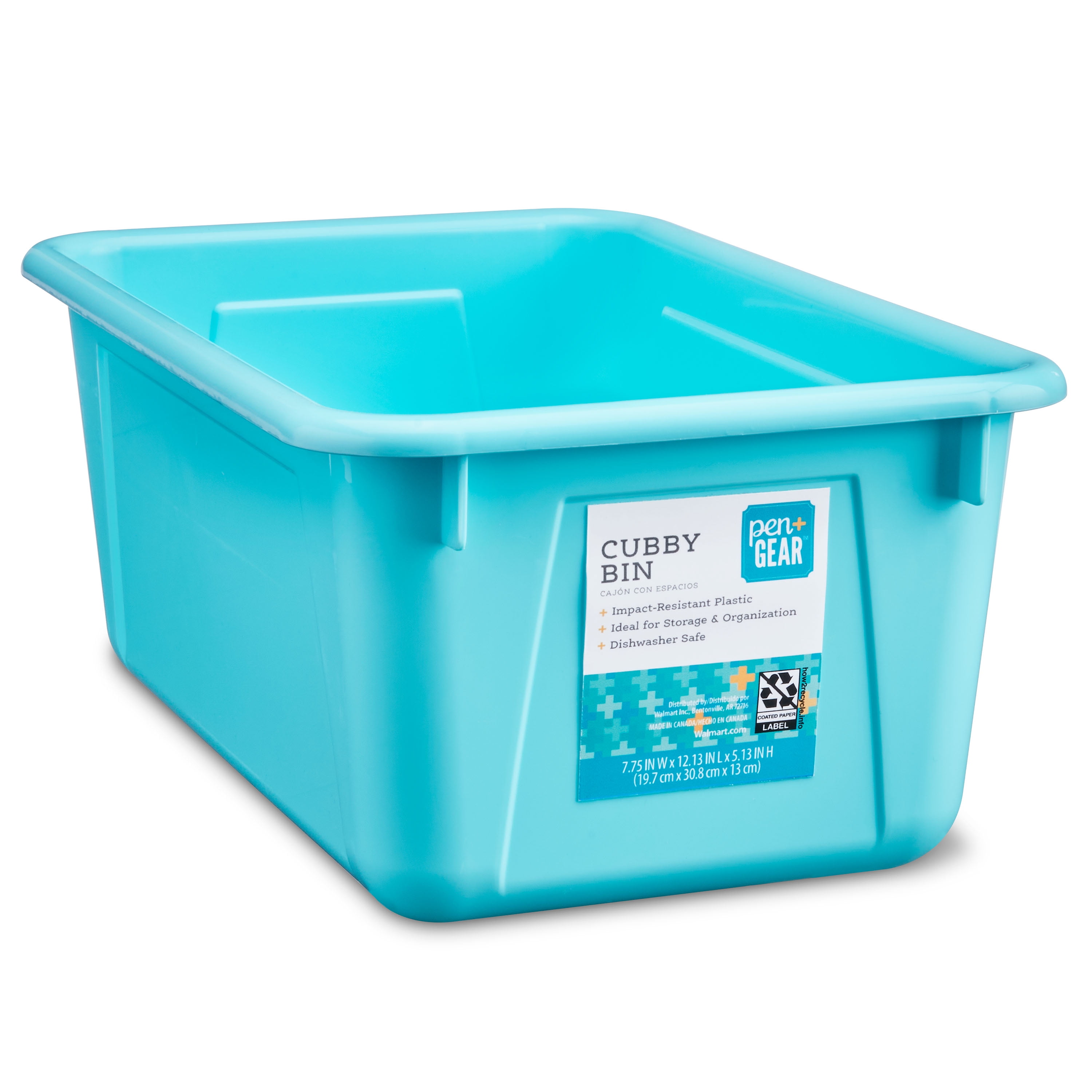 School Smart Translucent Cubby Bin, Small, 7-7/8 x 12-1/4 x 5-3/8 Inches, Candy Teal, Pack of 5, Blue