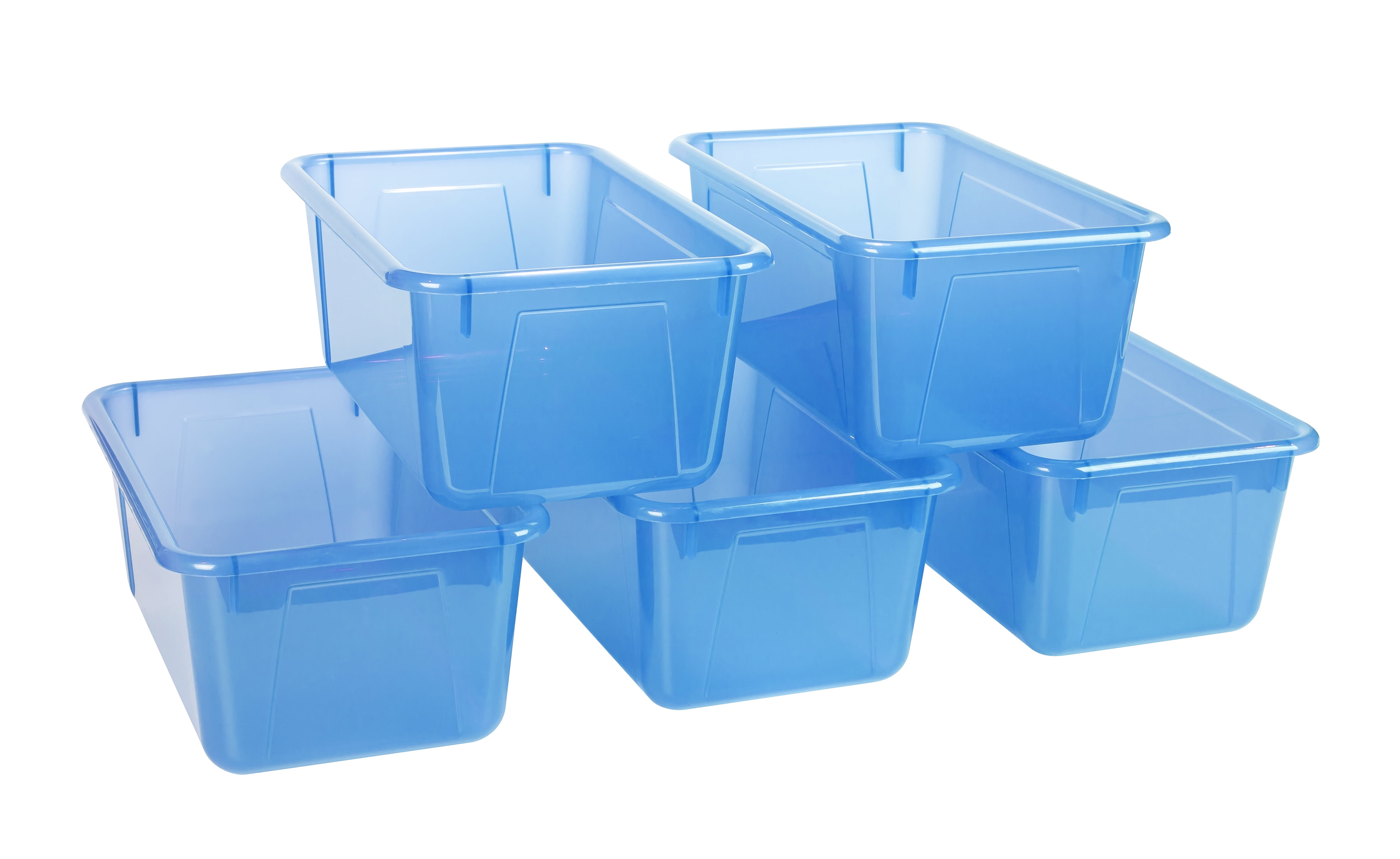 Pen+Gear Plastic Small Cubby Bin, Craft and Hobby Storage, Tint Blue, 5-Pack