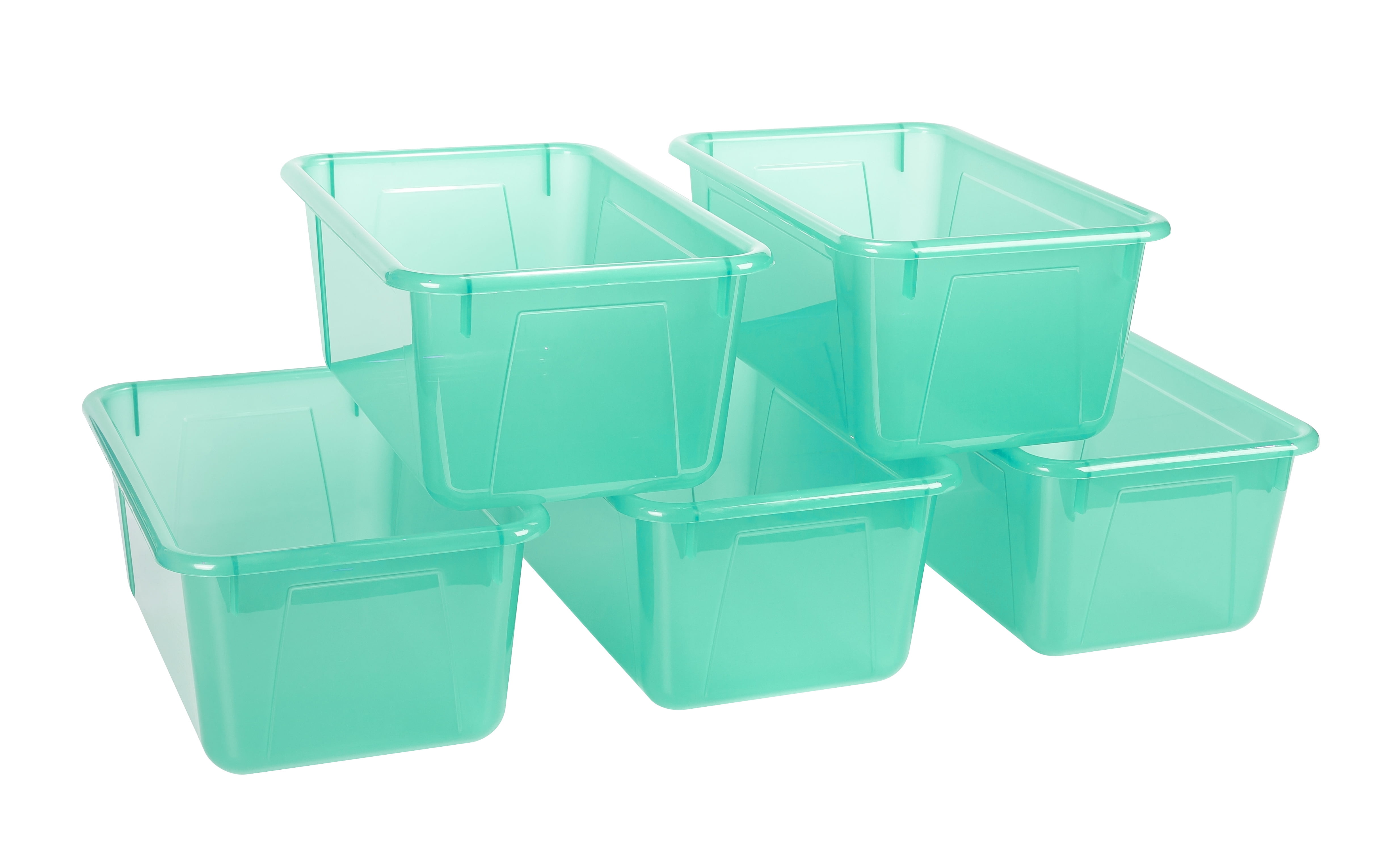GAMENOTE Multicolor Storage Bins with Lids - 5 Qt 6 Pack Small Cubby Bins  Stackable Plastic Containers for Classroom Book Bin Toy Organizers (12× 7.2