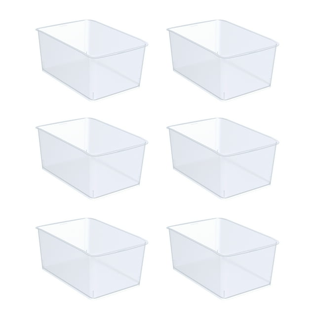 Pen+Gear Plastic Small Cubby Bin, Desktop Organizer, Clear, 6Pack