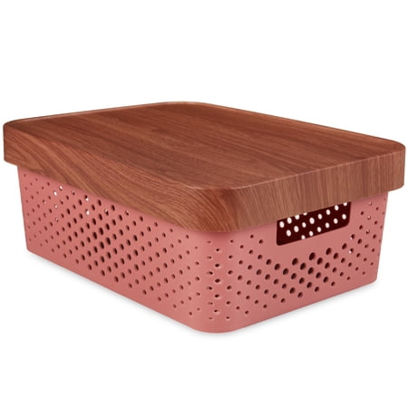Pen+Gear Storage Box with Lid, Rusty Brick