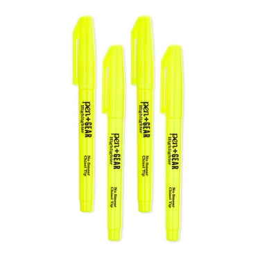 Pen+Gear Pocket Highlighters, Chisel Tip, Yellow, 4 Count