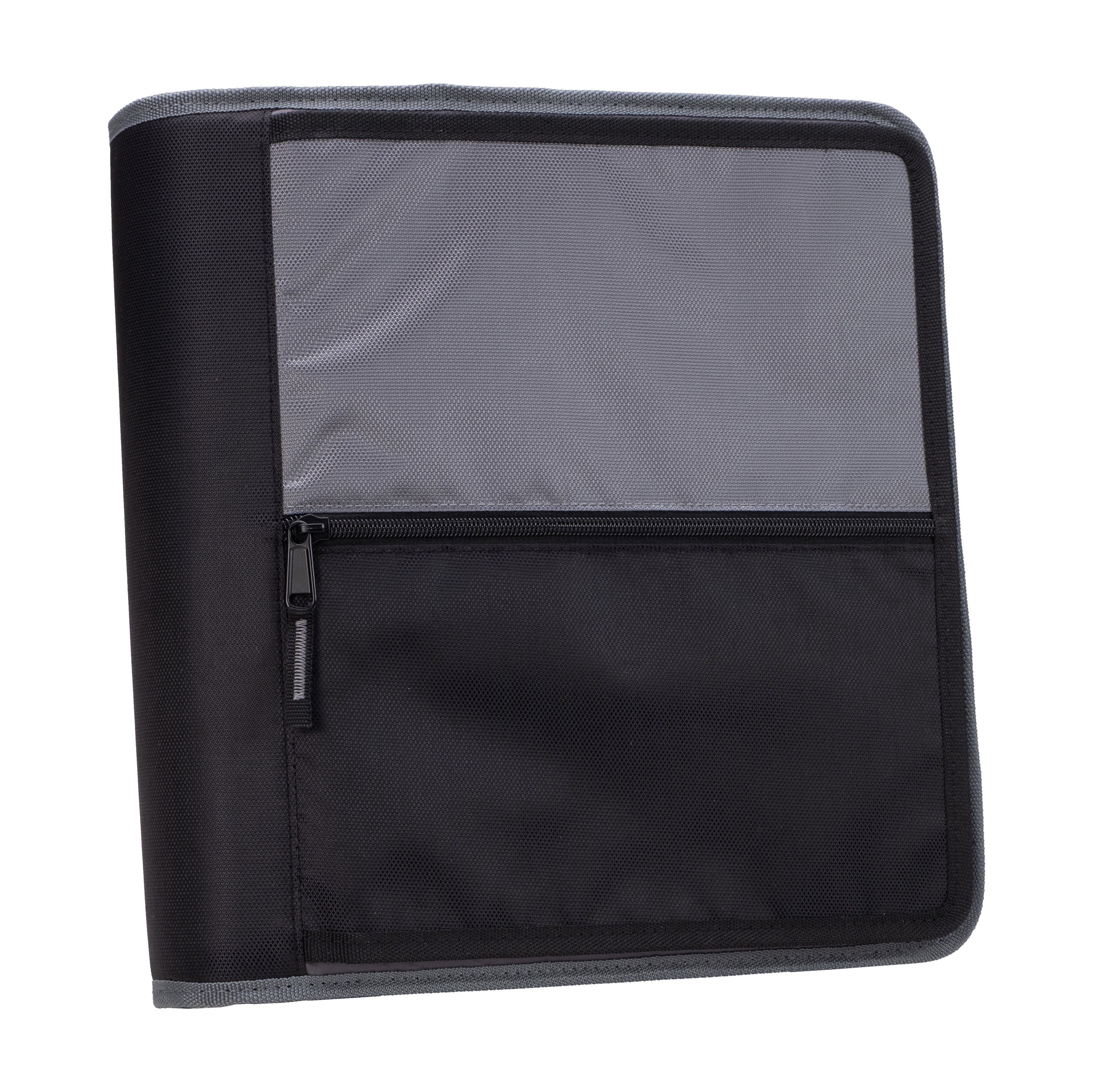 Pen+Gear 2" Round-Ring Zipper Binder, Black and Gray