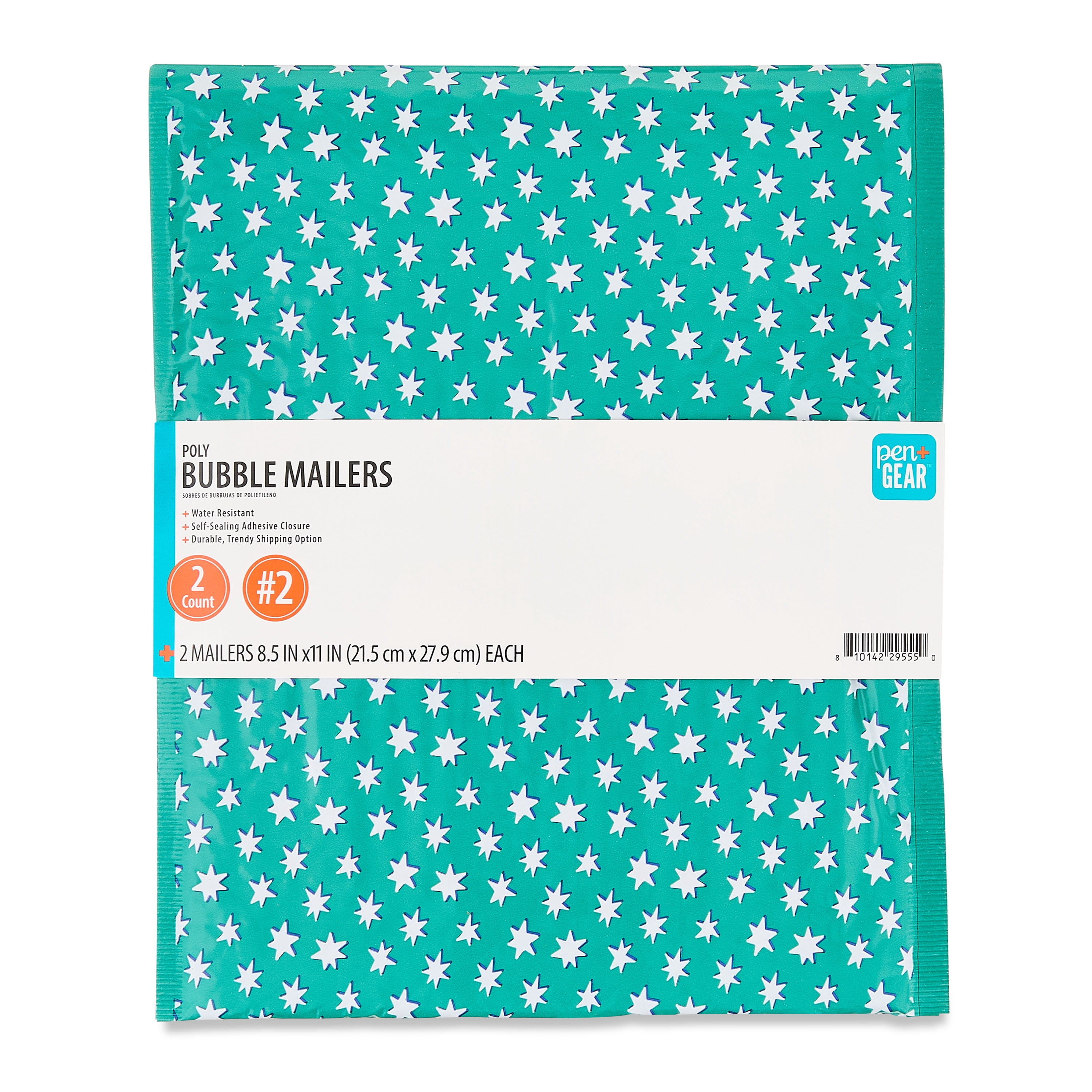 Pen+Gear Poly Bubble Mailers, Self-Seal Closure, #2, 8.5" x 11", Decorative, 2 pack