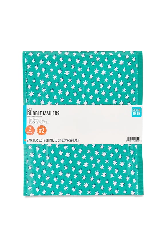 Poly Bubble Mailers, Self-Seal Closure, #2, 8.5" x 11", Decorative, 2 pack