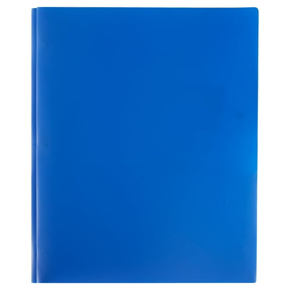 Pen + Gear Poly Folder, 2-Pockets with Prongs, Blue, Letter Size