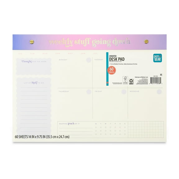 Pen+Gear Large 14" x 9.5" 'Stuff Going Down' Undated Weekly Post Bound Planner Pad