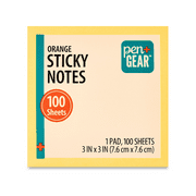 Pen+Gear Quick Sticking Sticky Notes, 3" x 3", Orange, 100 Sheets