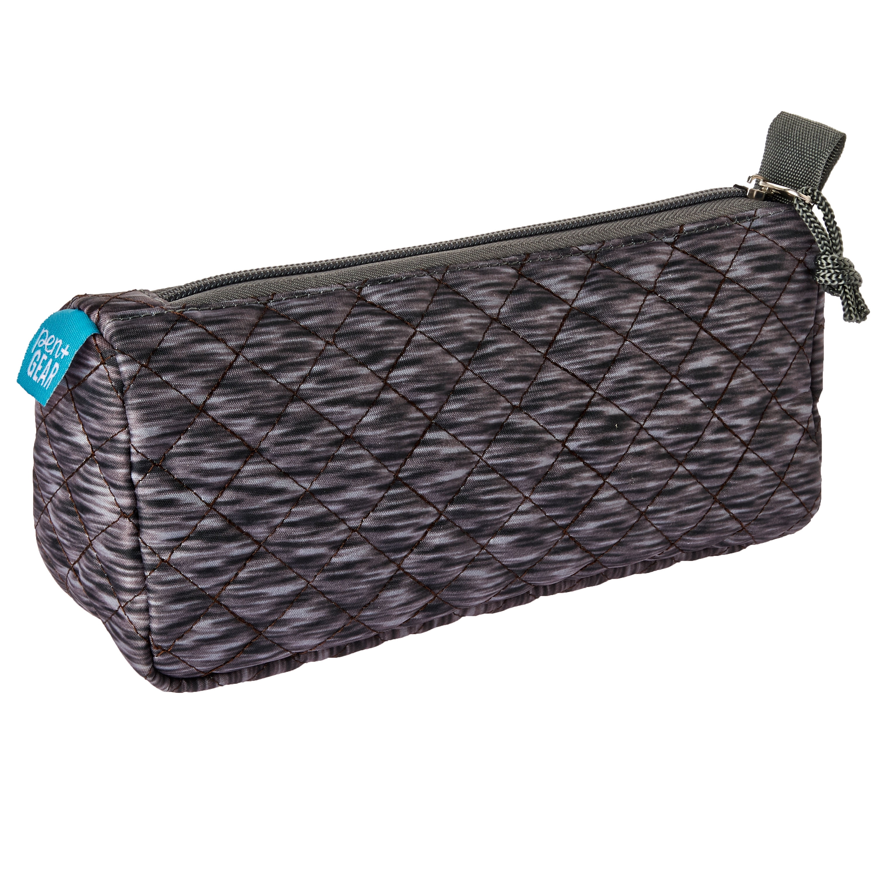 Pen + Gear Quilted Cloth Pencil Pouch, Gray Heather
