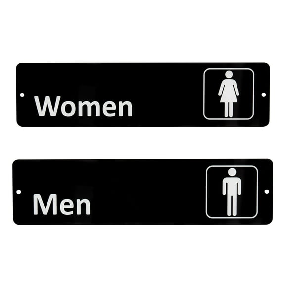Pen+Gear Restroom Sign, 2-Pack, 2 × 8 Inches, Black, Durable Acrylic, Easy Application
