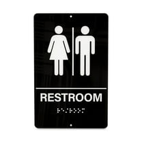 Pen+Gear "RESTROOM" Sign, 6×9 inches, Black, Clear Identification, Durable Acrylic, Easy Installation