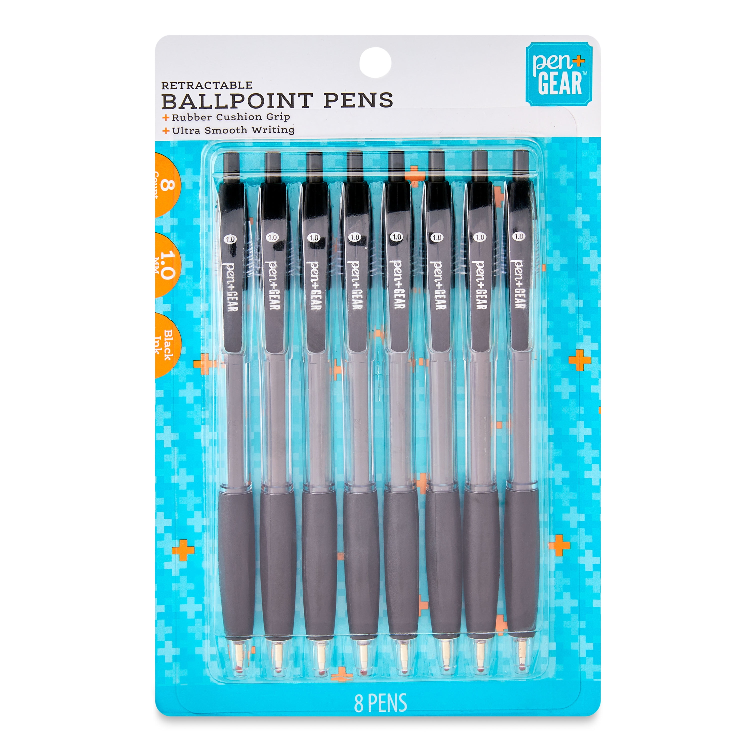 Pen+Gear Retractable Ballpoint Pens, Black, 8 Count