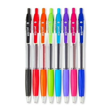 Pen+Gear Retractable Ballpoint Pens, Medium Point, 1.0 mm, 8 Count, Assorted Colors