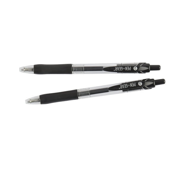 Pen + Gear Retractable Gel Ink Pens, 2 Count, Black Color Pack