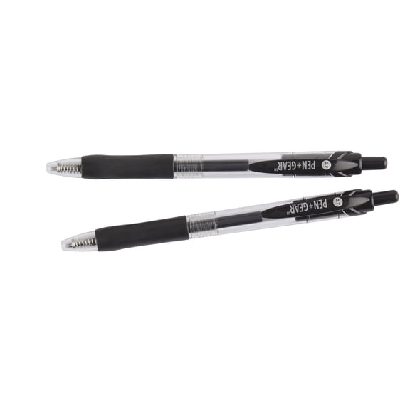 Pen + Gear Retractable Gel Ink Pens, 2 Count, Black Color Pack