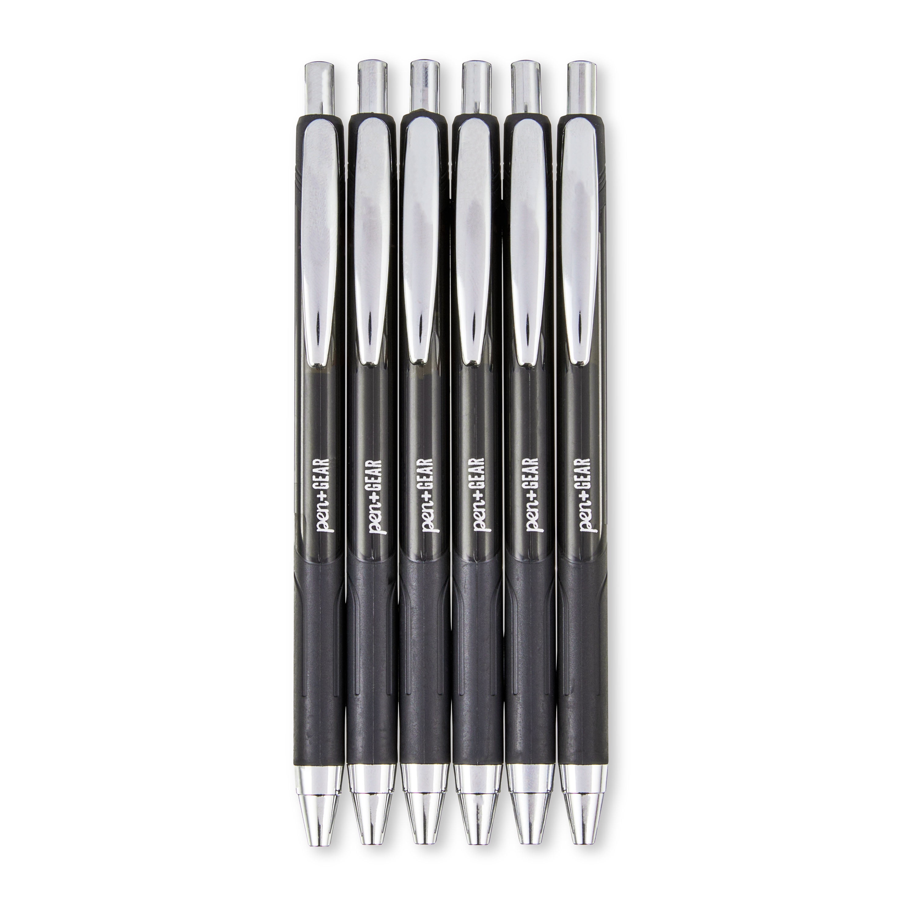Pen+Gear Retractable Gel Ink Pens, Medium Point, 0.7mm, Black, 6 Count
