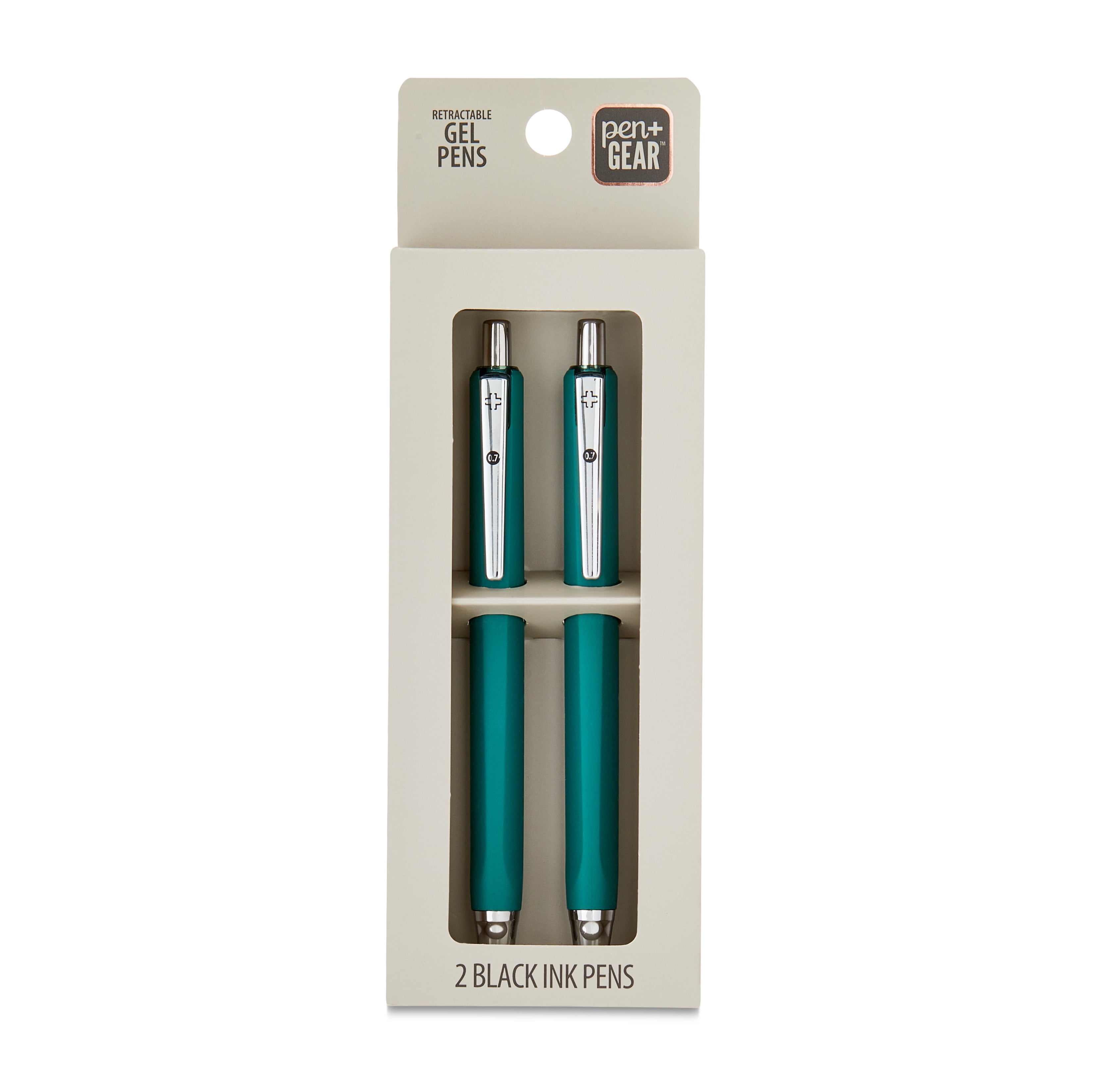 Pen+Gear Retractable Gel Pens, Black Ink, 2 Count 0.7MM