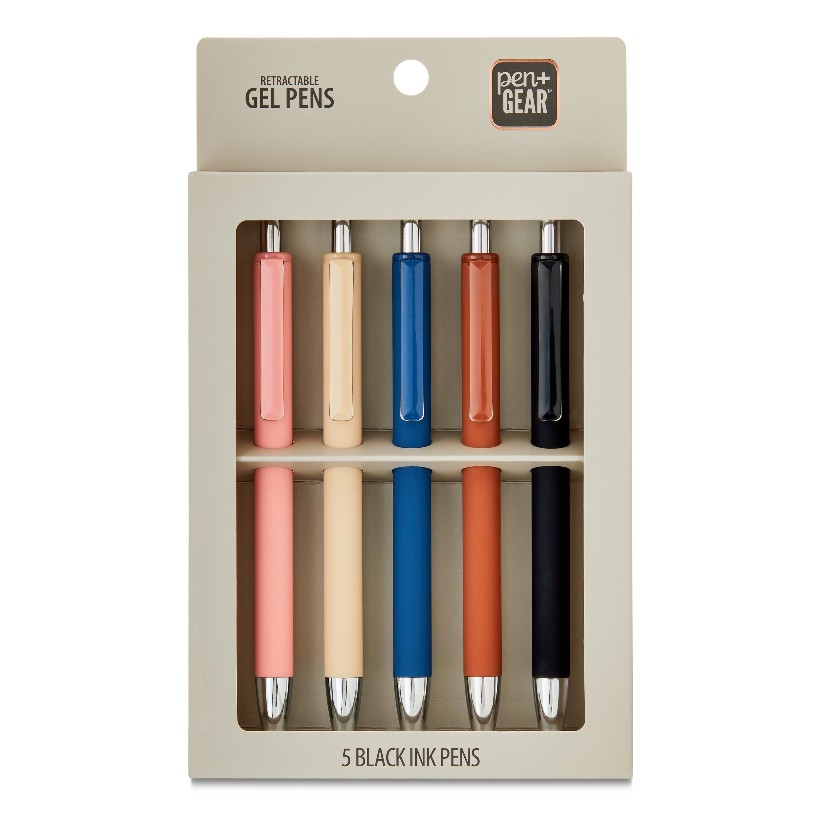Pen+Gear Retractable Gel Pens, Black Ink, 0.7 mm, 5 Count